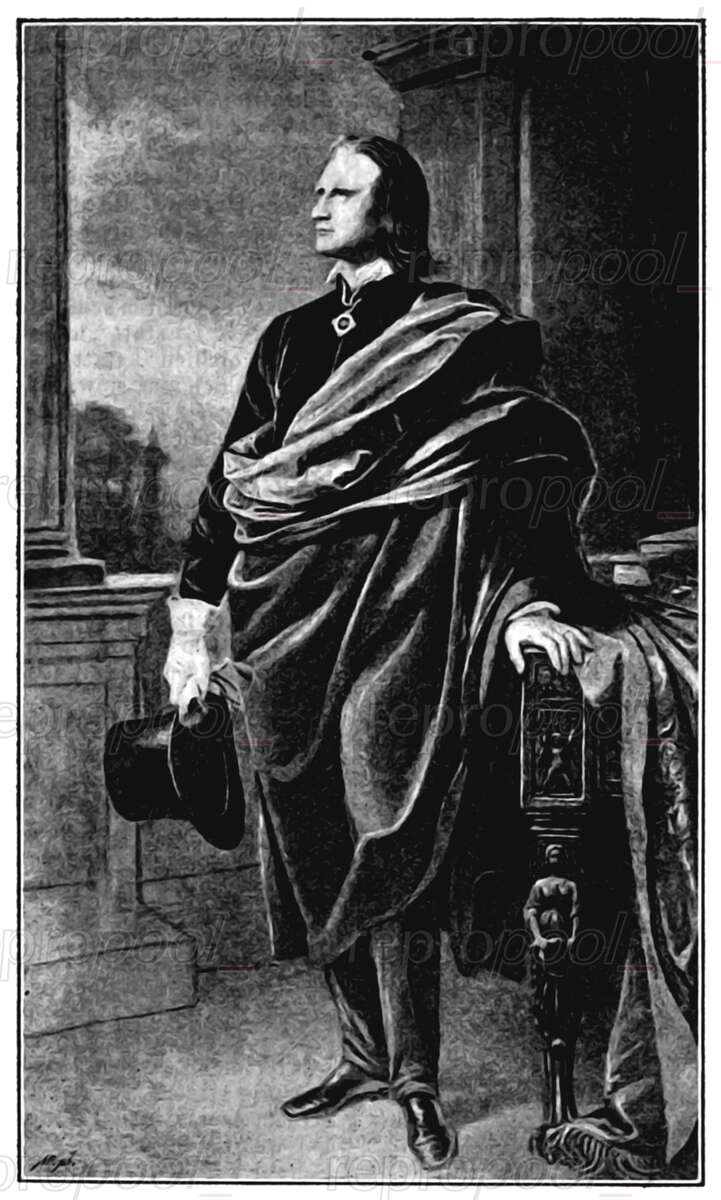 Franz Liszt; Lithografie von unbekannter Hand;<br>nach: Gemälde von Wilhelm von Kaulbach (1857)