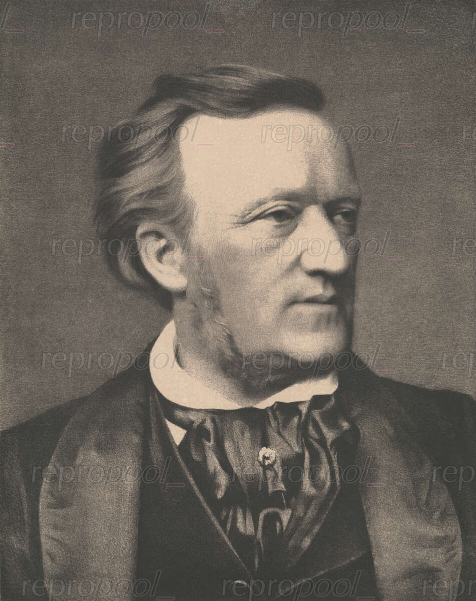 Richard Wagner; Lithographie von Georg Engelbach;<br>nach: Fotografie von Franz Hanfstaengl (1871)