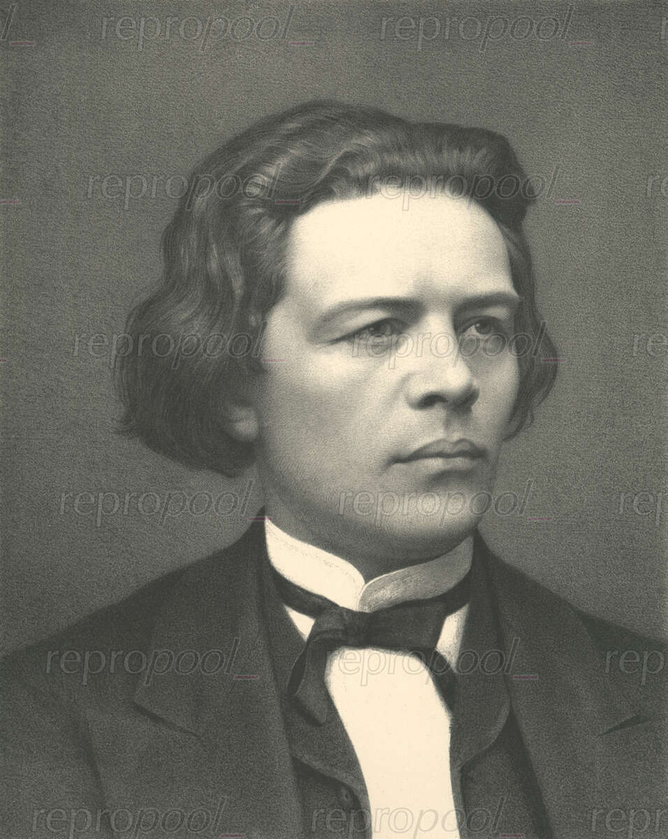 Anton Rubinstein; Lithographie von Georg Engelbach;<br>nach: Fotografie von Emilie Bieber (1860)