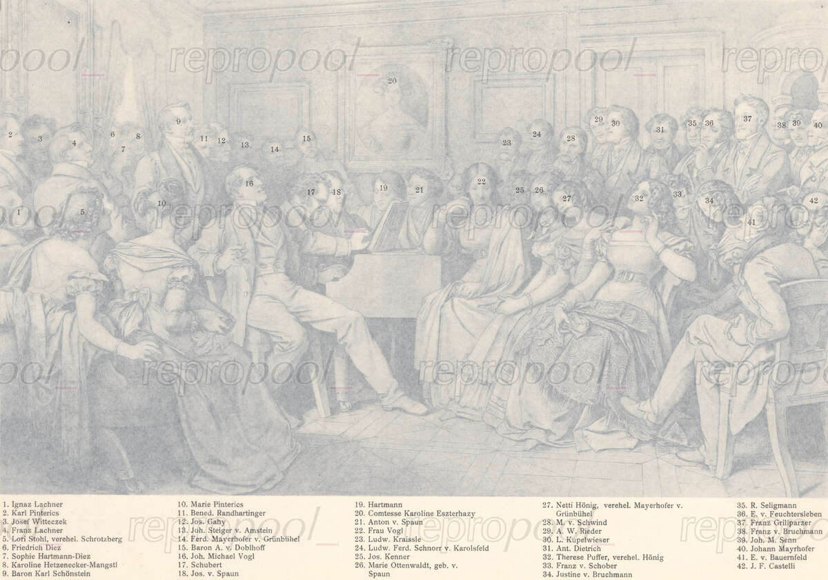 »Ein Schubert-Abend« (Auflösung); Zeichnung von unbekannter Hand