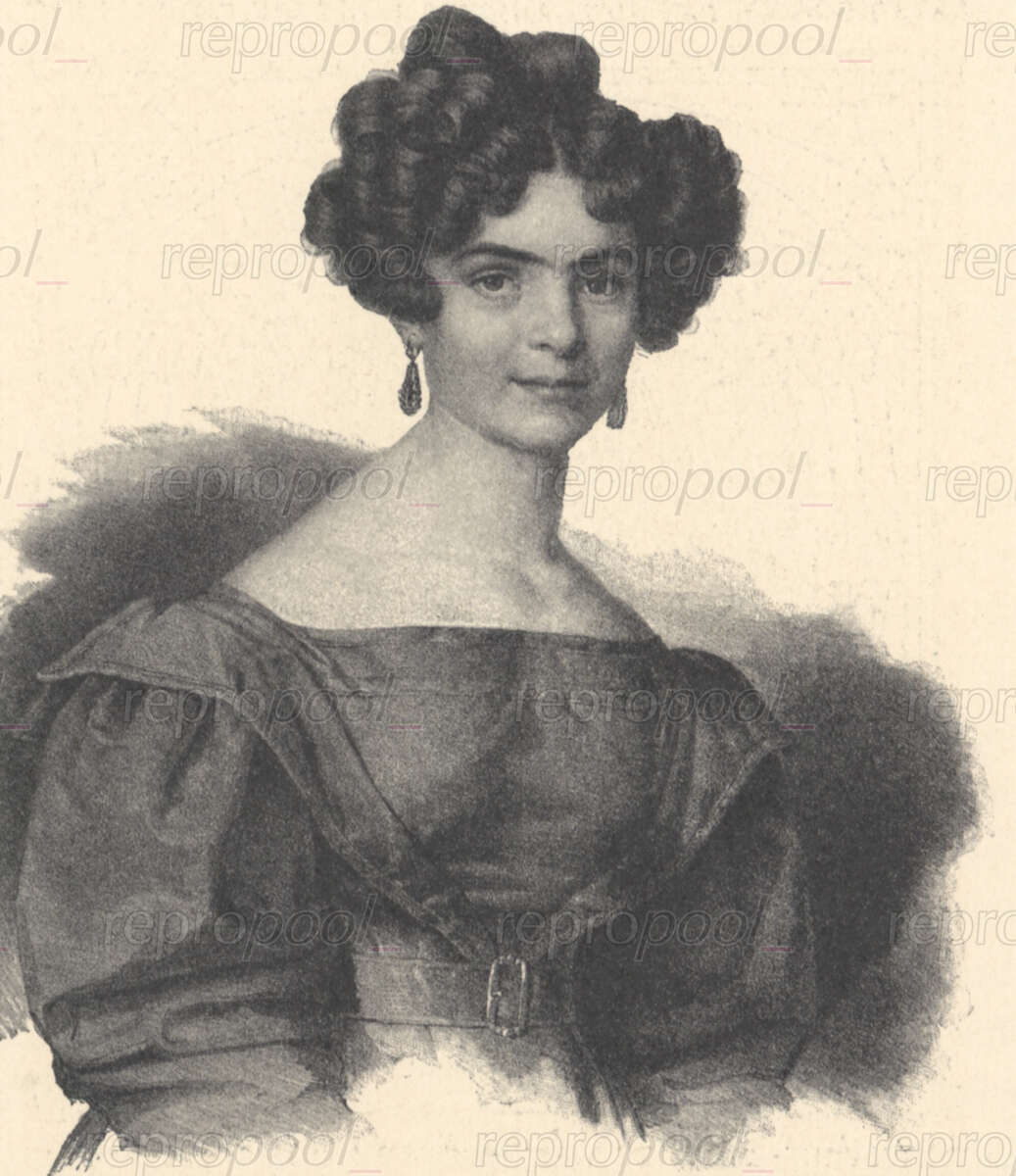 Nanette Schechner; Lithografie von Franz Seraph Hanfstängl;<br>nach: Gemälde von Fr. Hahn (um 1830)