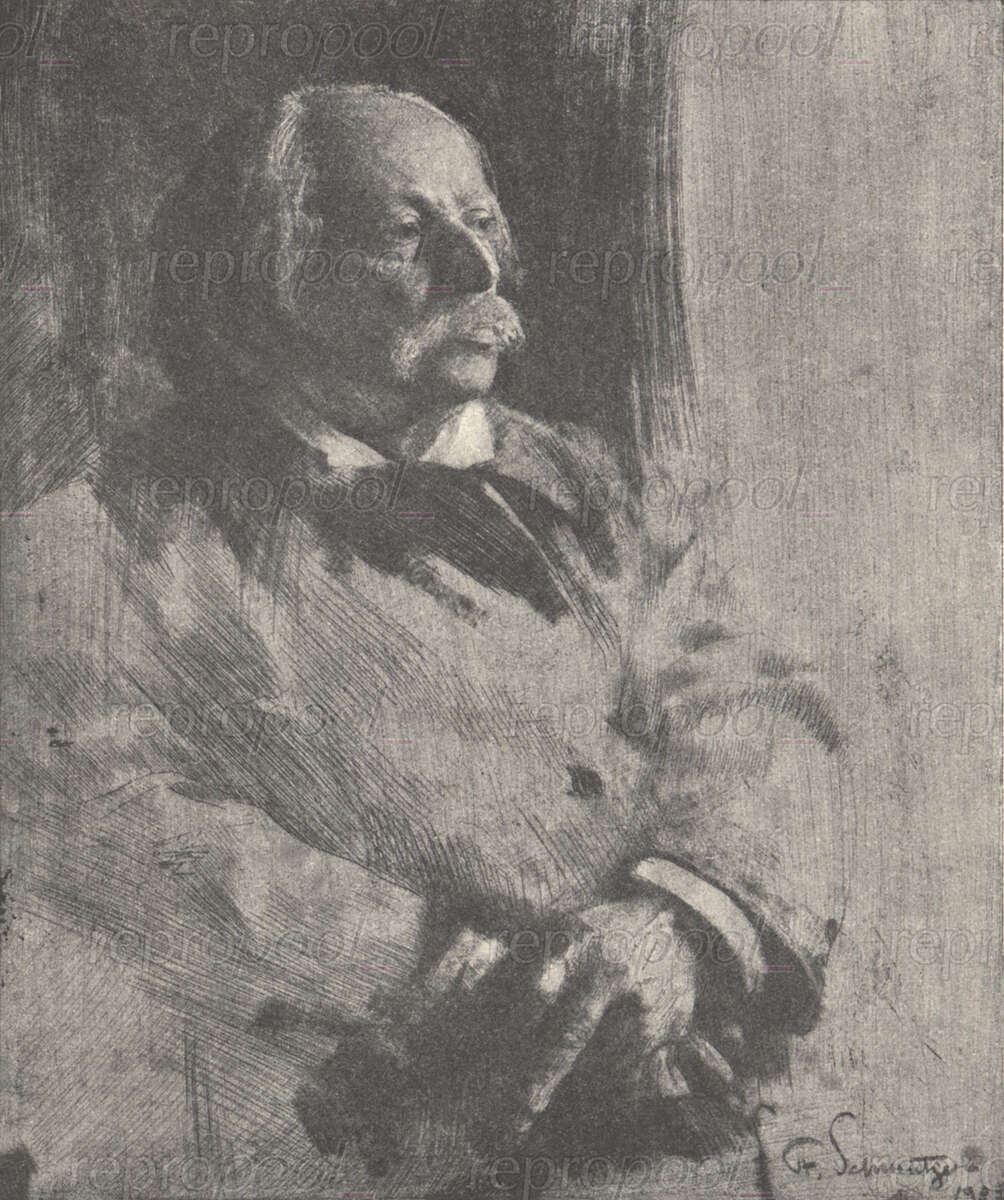 Karl Goldmark; Radierung von Ferdinand Schmutzer (1902)