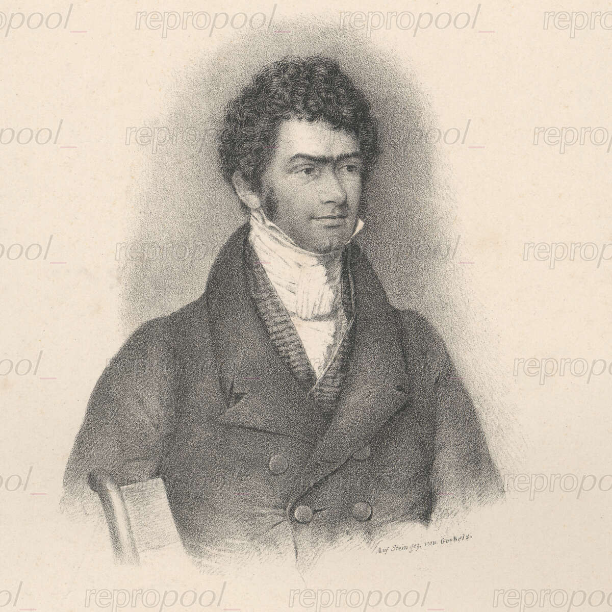 Ferdinand Ries; Lithografie von Carl Goebel;<br>nach: Stahlstich von Carl Mayer (1830)