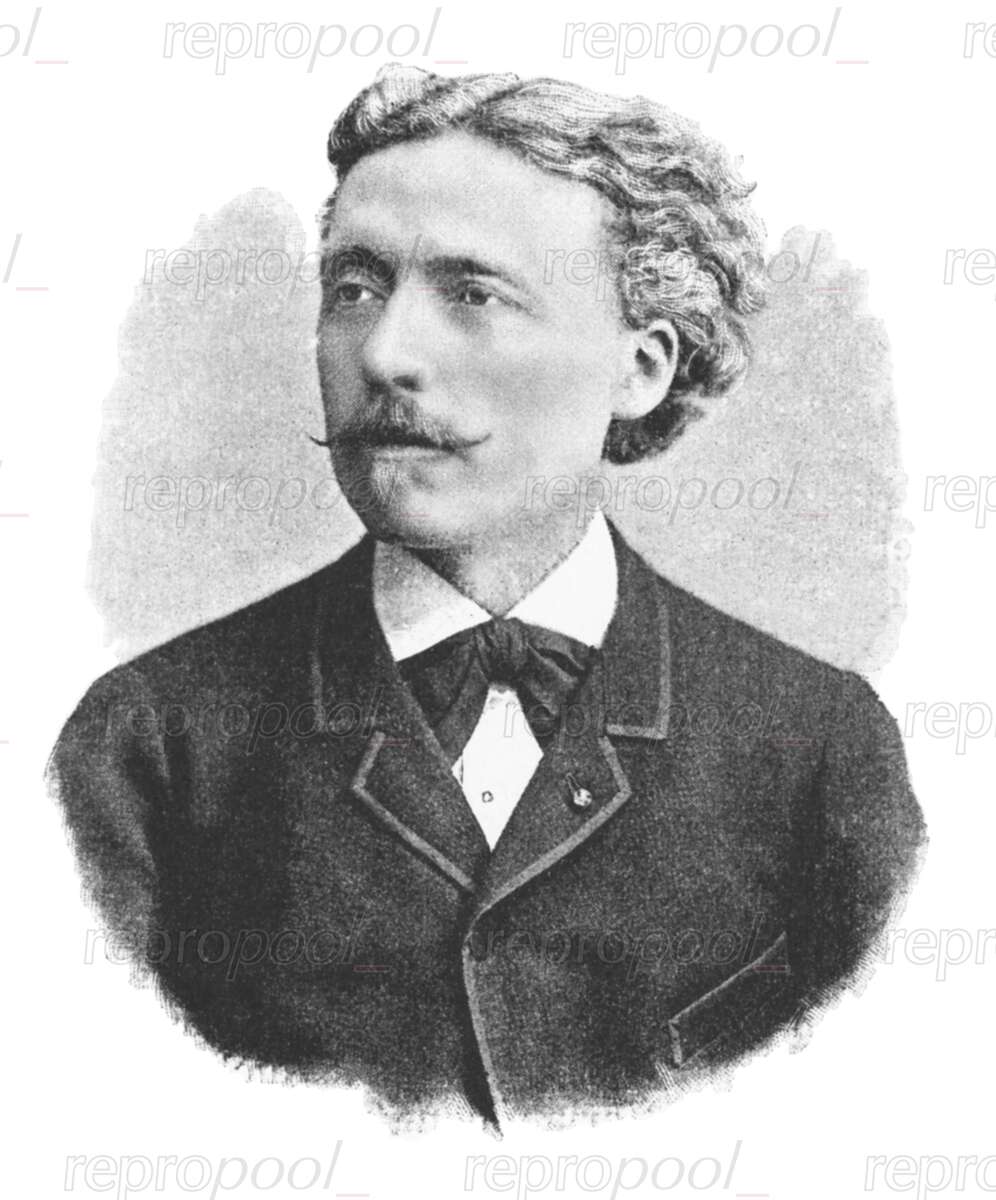 Louis Diemer; Zeichnung von unbekannter Hand;<br>nach: Fotografie von unbekannter Hand (um 1890)
