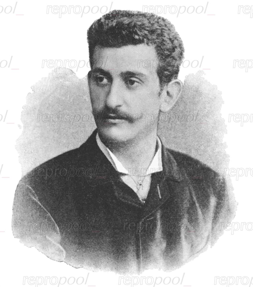 Robert Fischhof; Zeichnung von unbekannter Hand;<br>nach: Holzstich von unbekannter Hand (um 1880)