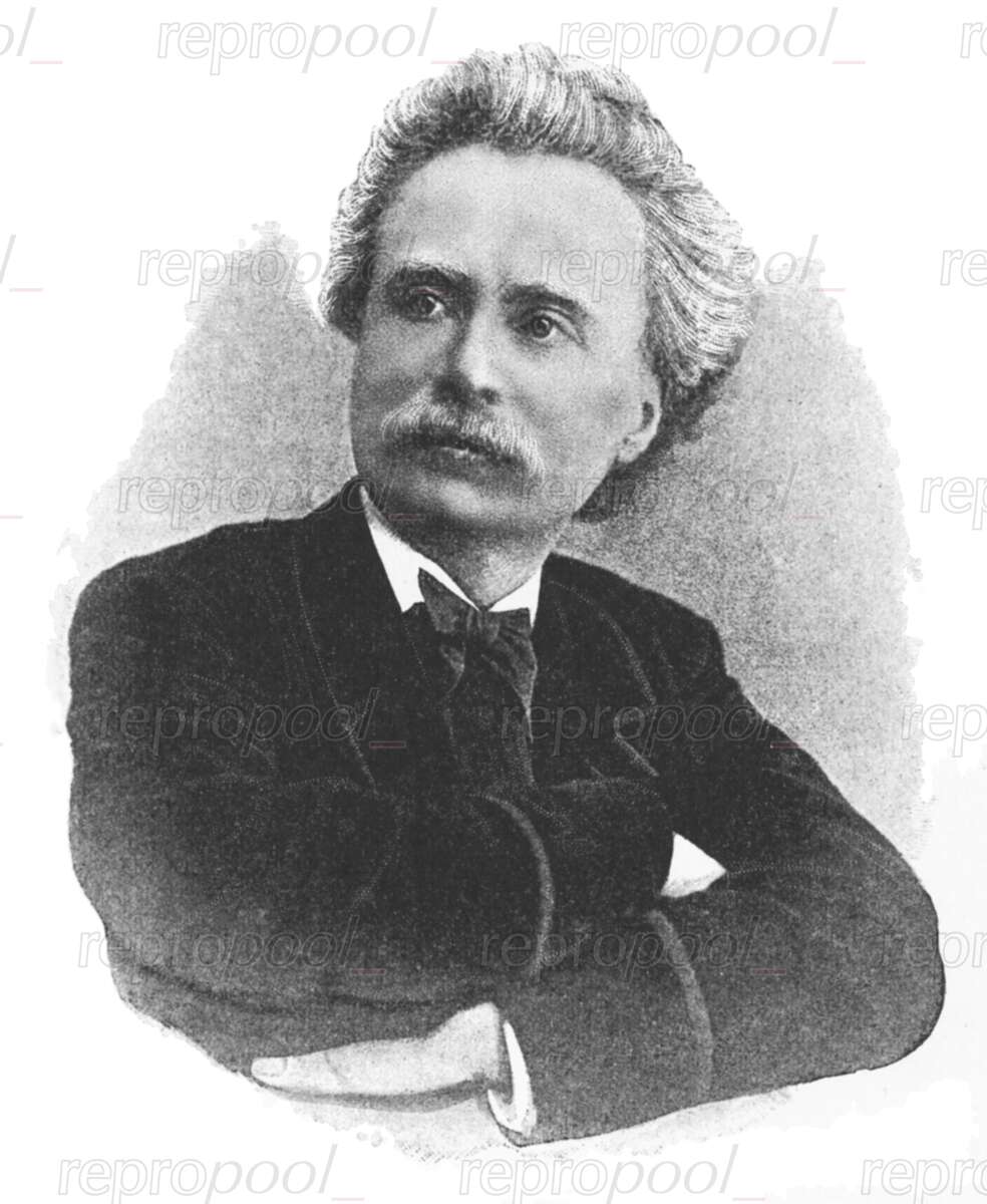 Edvard Grieg; Zeichnung von unbekannter Hand;<br>nach: Fotografie von unbekannter Hand (um 1890)
