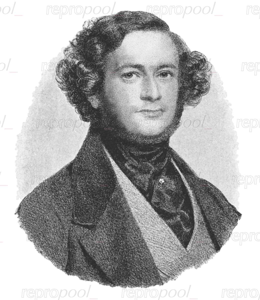 Henri Herz; Zeichnung von unbekannter Hand;<br>nach: Lithografie von unbekannter Hand (um 1850)