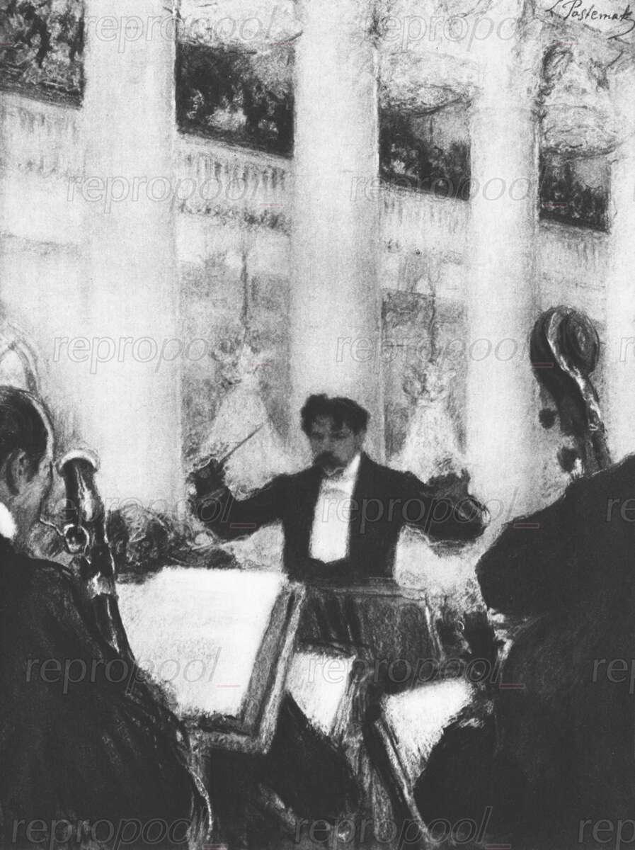 Arthur Nikisch; Lithografie von Leonid Osipovic Pasternak (um 1900)