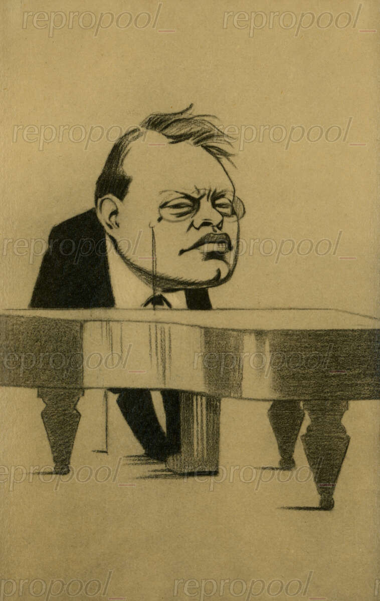 Max Reger; Zeichnung von Oskar Garvens (1907)