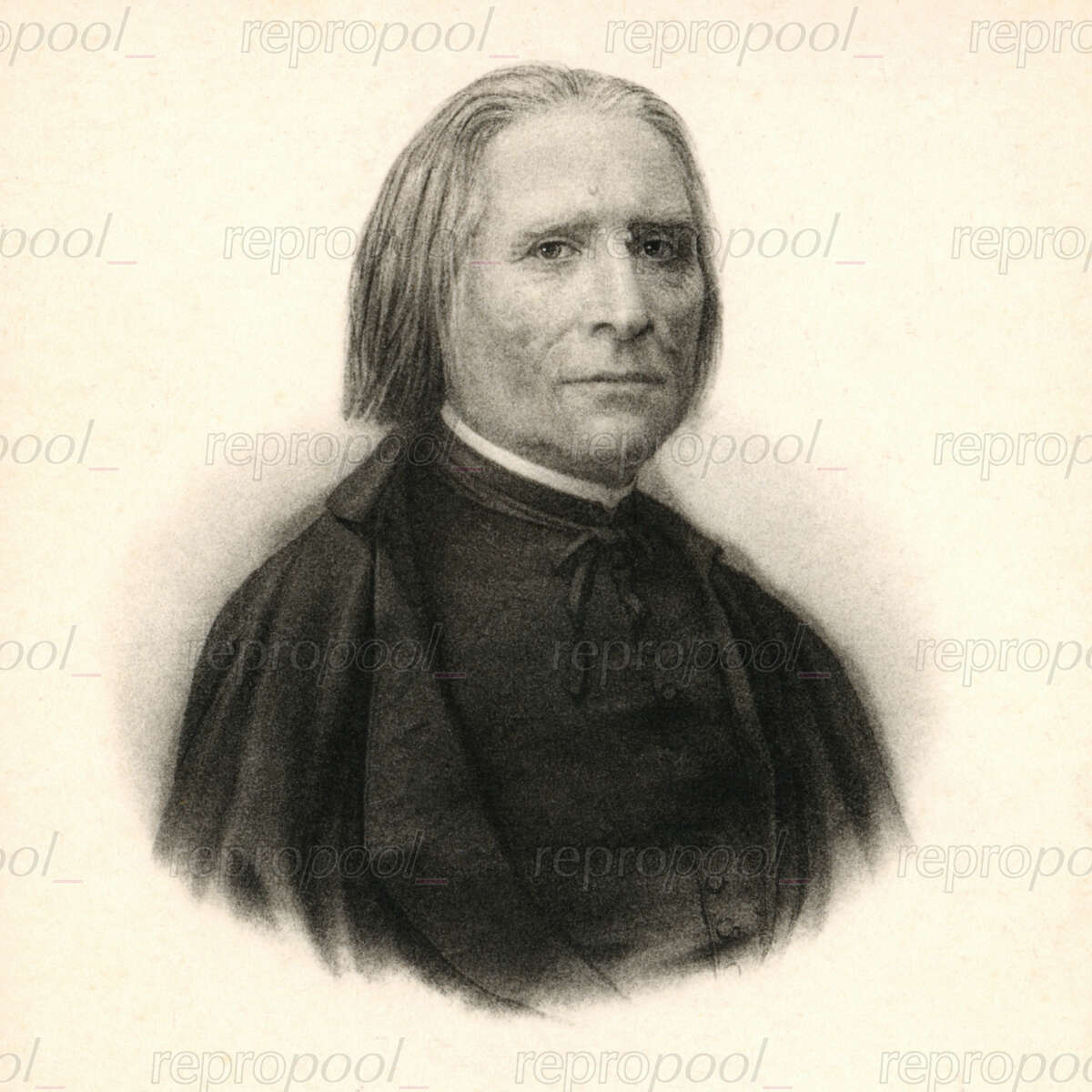 Franz Liszt; Lithografie von unbekannter Hand